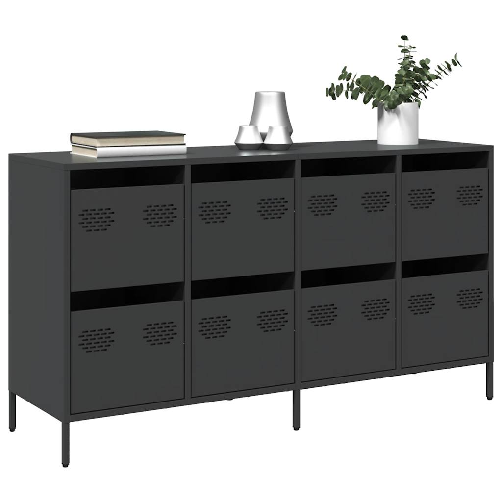 Komoda crna 135x39x73,5 cm hladno valjani čelik