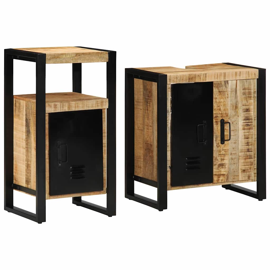 Set namještaja za kupaonicu s ladicama 2 pcs Čvrsto drvo manga
