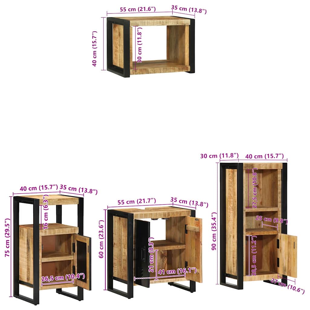 Set namještaja za kupaonicu 4 kom. Smeđa i crna 55 x 35 x 60 cm