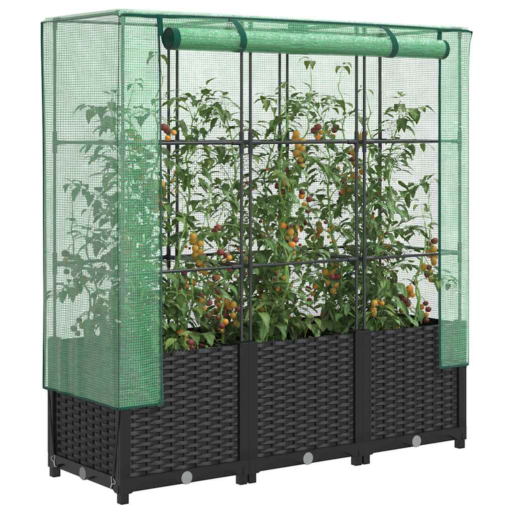 Povišena gredica s pokrovom za staklenik 120 x 40 x 138 cm