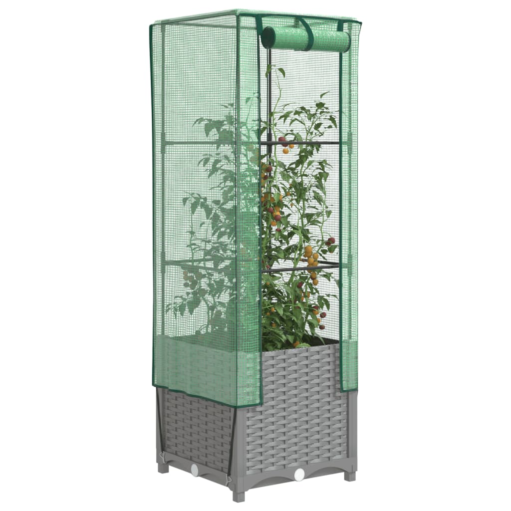 Povišena gredica s pokrovom za staklenik 40 x 40 x 139 cm