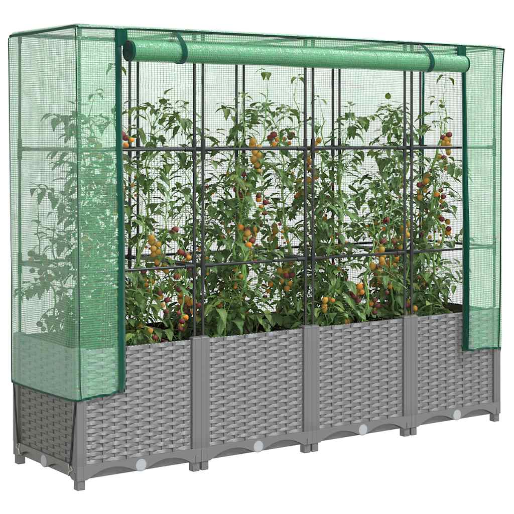 Povišena gredica s pokrovom za staklenik 160 x 40 x 138 cm