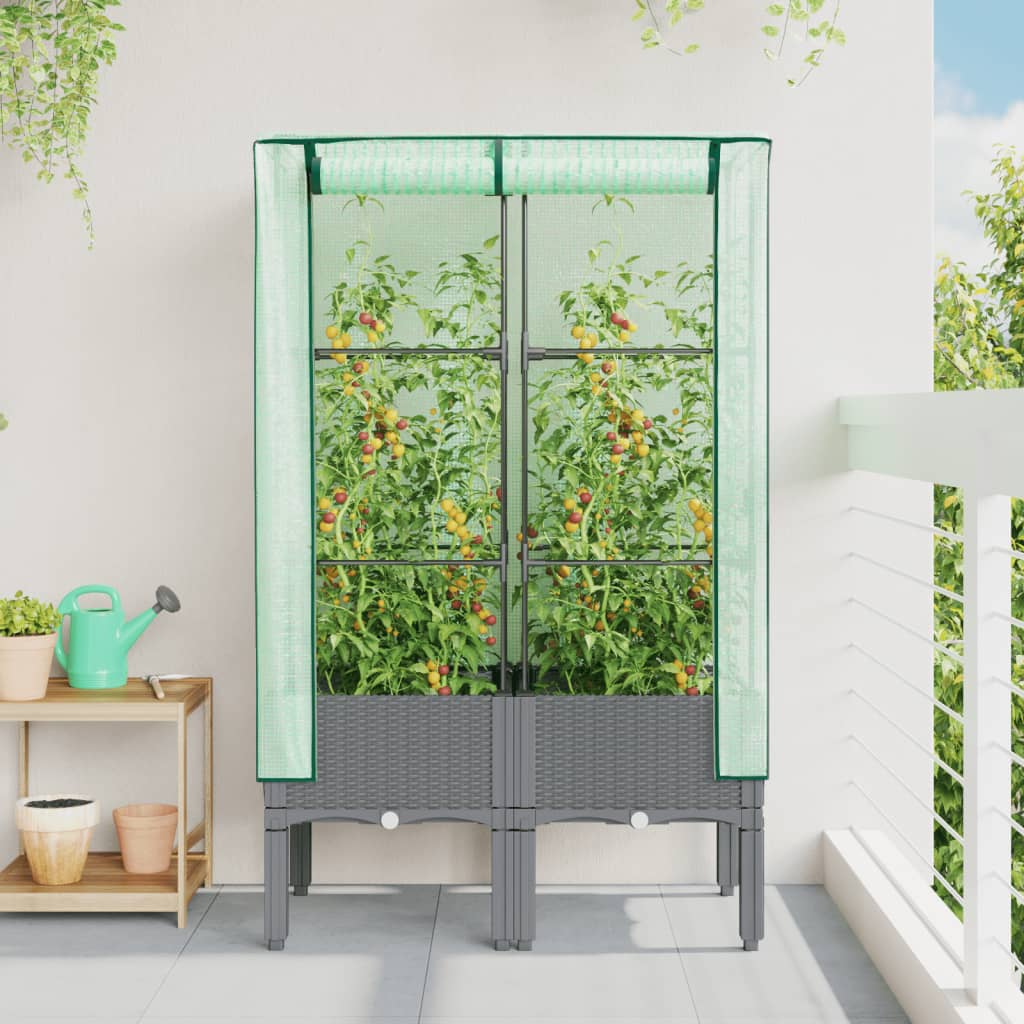 Povišena gredica s pokrovom za staklenik 80 x 40 x 140 cm