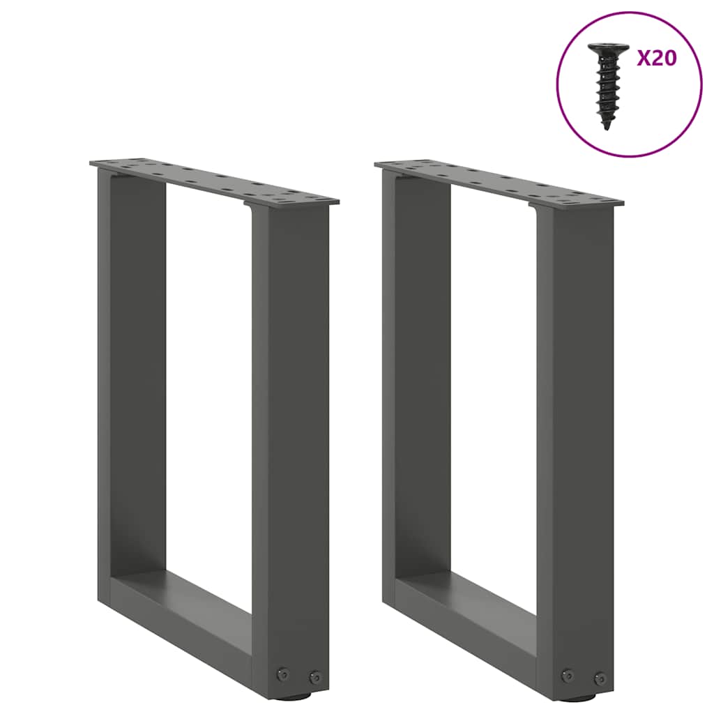 Noge za klub stolić U-oblik 2 kom antracit 38 x (42-43) cm čelik