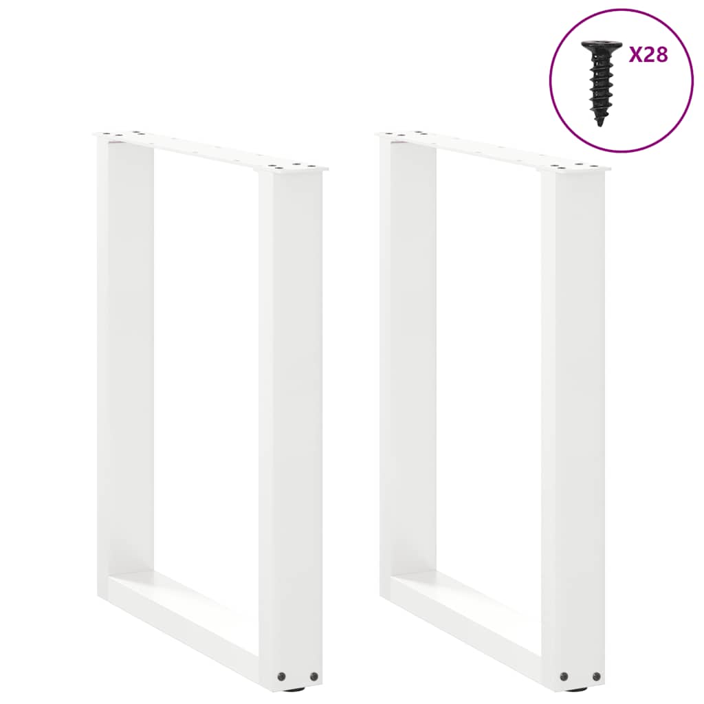 Noge za blagovaonski stol U-oblik 2 kom Bijele 70 x (72-73) cm Čelik