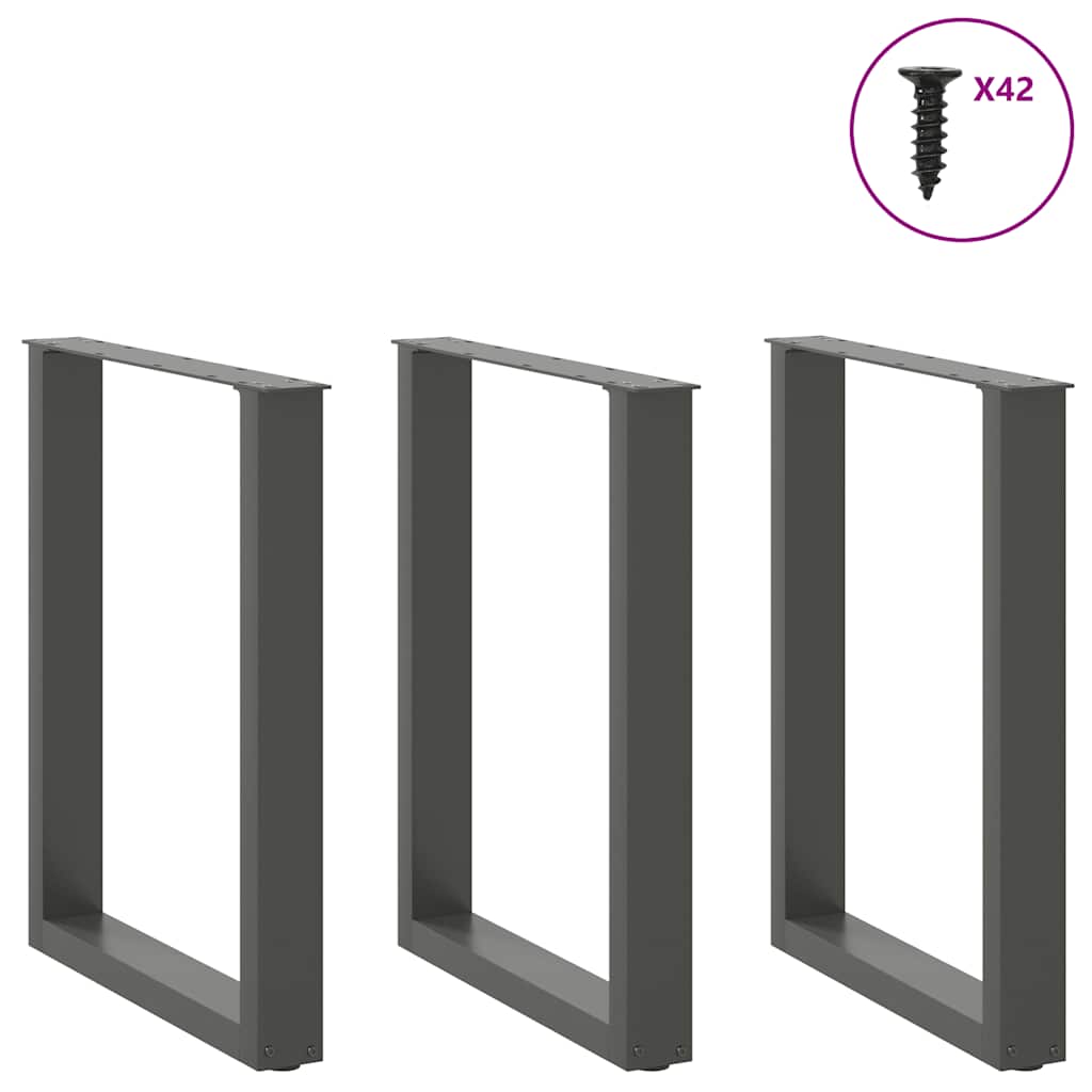 Noge za blagovaonski stol U-oblik 3 kom antracit 70 x (72-73) cm čelik