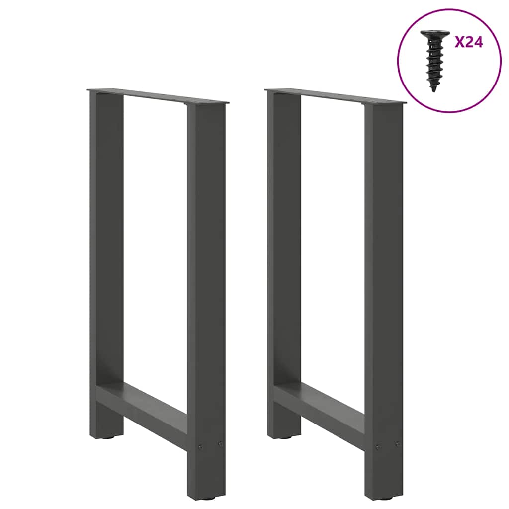 Noge za barski stol antracit boje 2 kom 60 x (90-91) cm čelik