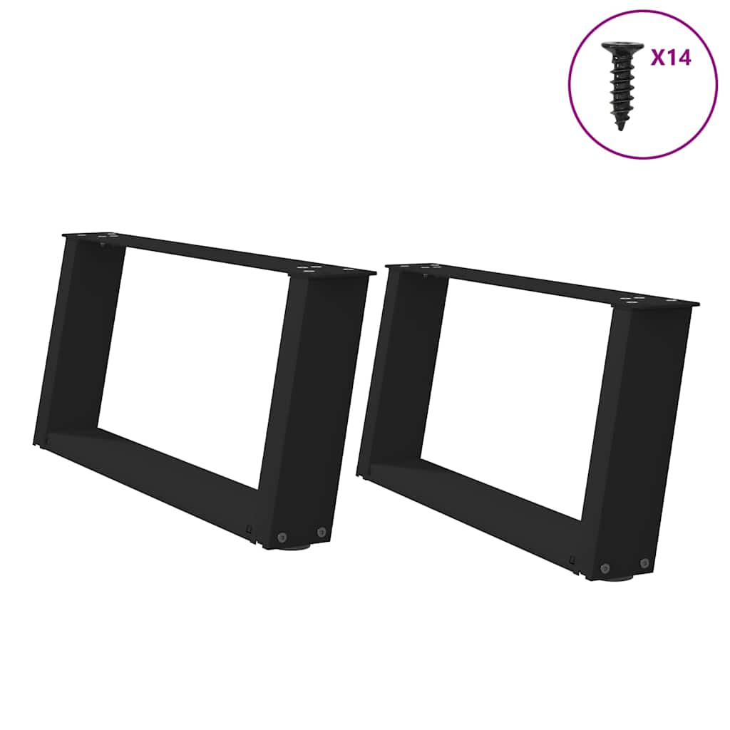 Noge za klub stolić U-oblik 2 kom Crne 60 x (30-31) cm Čelik