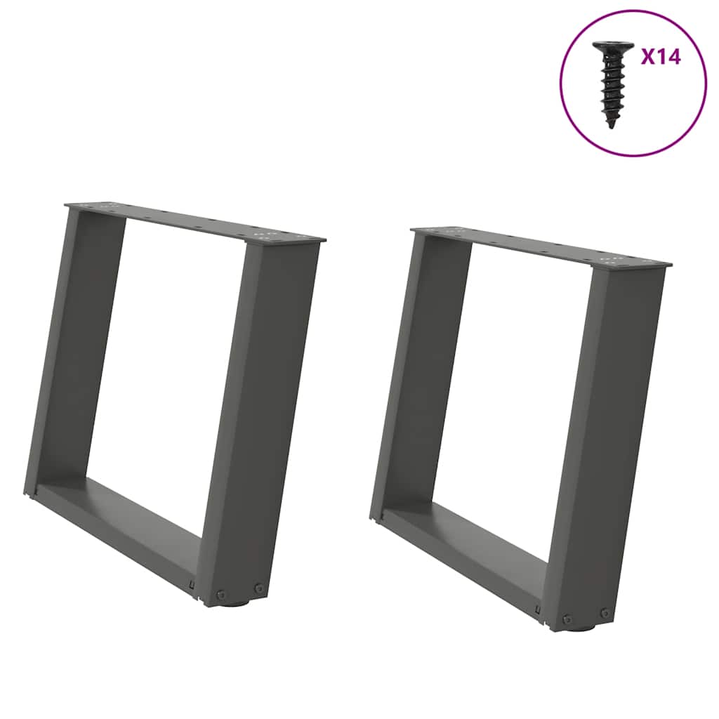 Noge za klub stolić U-oblik 2 kom antracit 60 x (42-43) cm čelik
