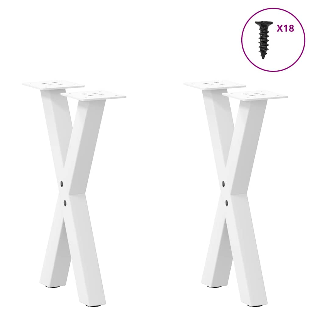 Noge za klub stolić u obliku slova X, 2 kom, bijele, 38 x (42-43) cm, čelik