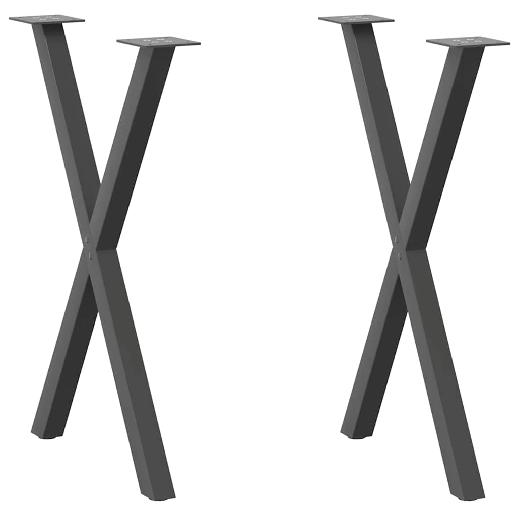 Noge za blagovaonski stol u obliku slova X, 2 kom, antracit, 57 x (72-73) cm, čelik