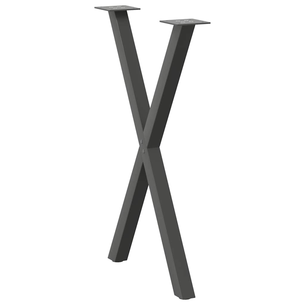 Noge za blagovaonski stol u obliku slova X, 2 kom, antracit, 57 x (72-73) cm, čelik