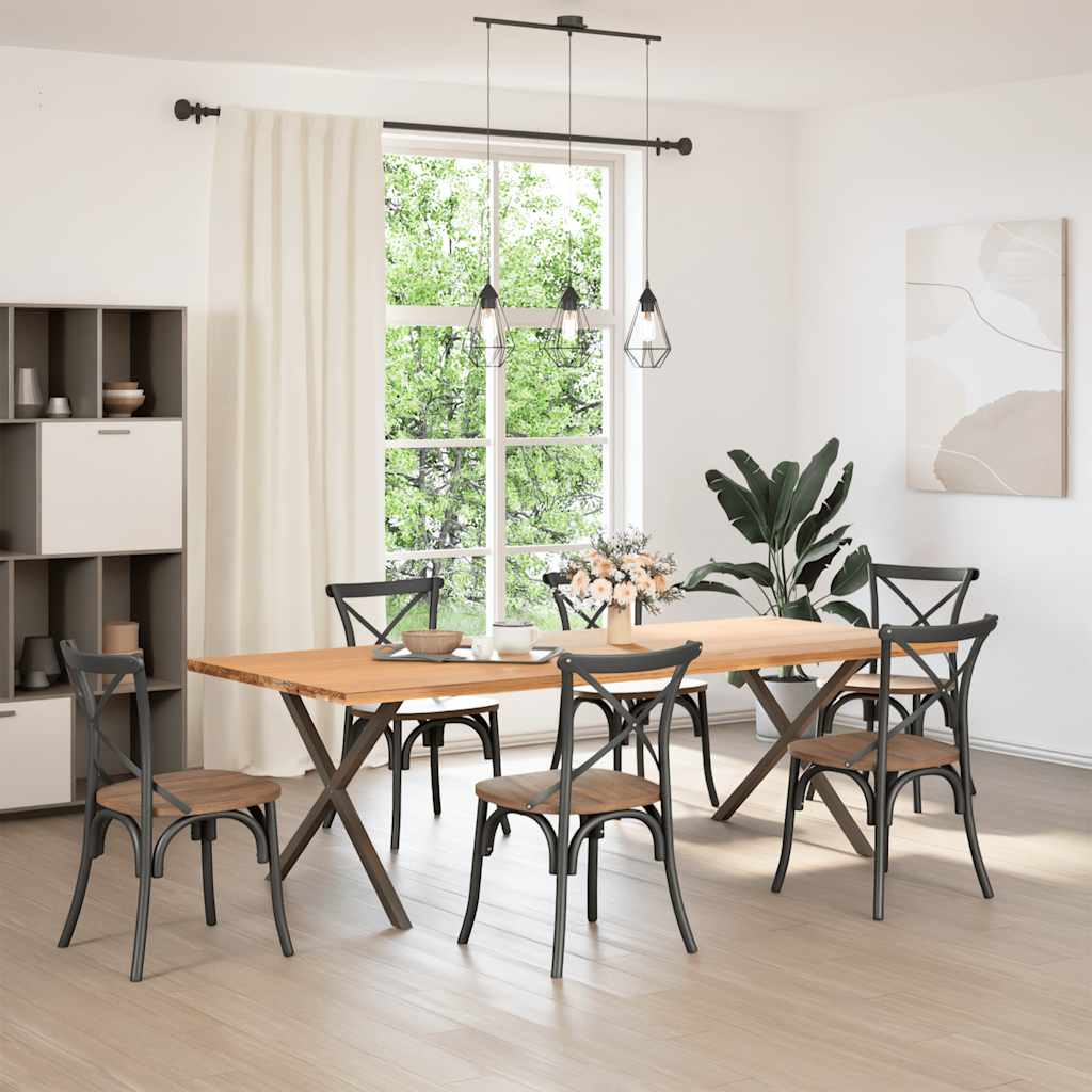 Noge za blagovaonski stol u obliku slova X, 2 kom, prirodni čelik, 90 x (72-73) cm, čelik