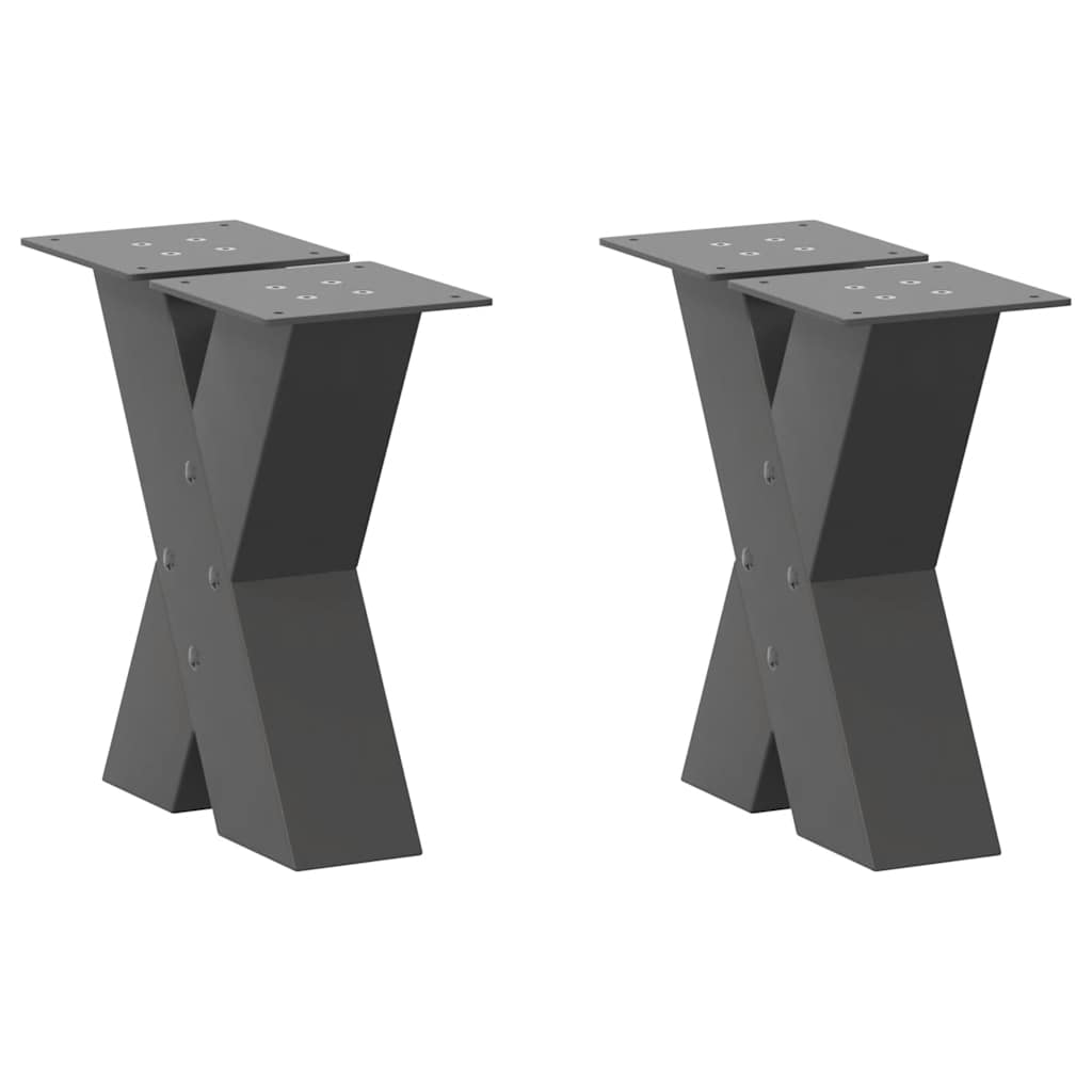 Noge za klub stolić u obliku slova X, 2 kom, antracit, 30 x (30-31) cm, čelik