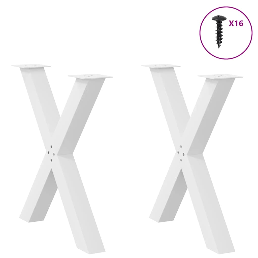 Noge za blagovaonski stol X-oblik 2 kom Bijele 70 x (72-73) cm Čelik