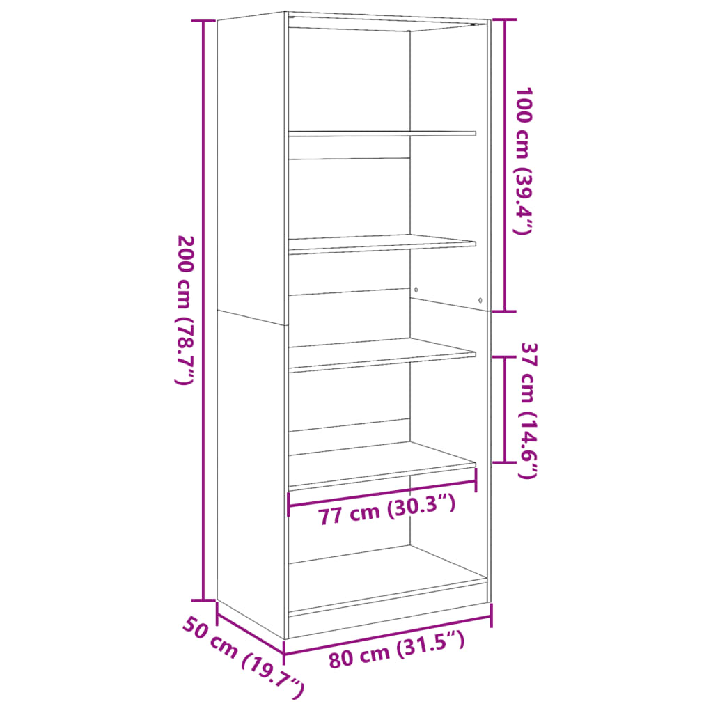 Ormar boja staro drvo 80 x 50 x 200 cm od konstruiranog drva