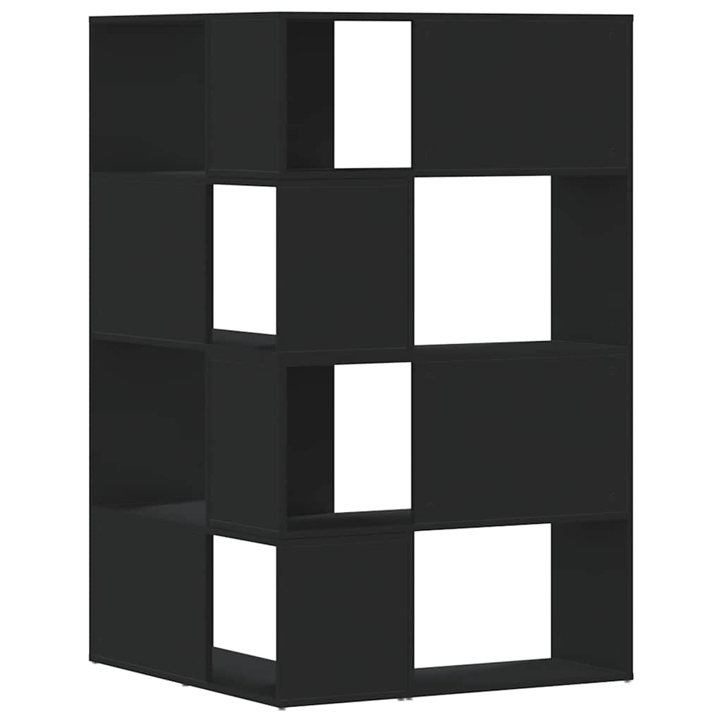 Kutni regal za knjige s 4 razine crni 85 x 85 x 140 cm drveni