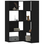 Kutni regal za knjige s 4 razine crni 85 x 85 x 140 cm drveni