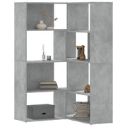 Kutni regal za knjige 4 razine boja betona 85x85x140 cm drveni