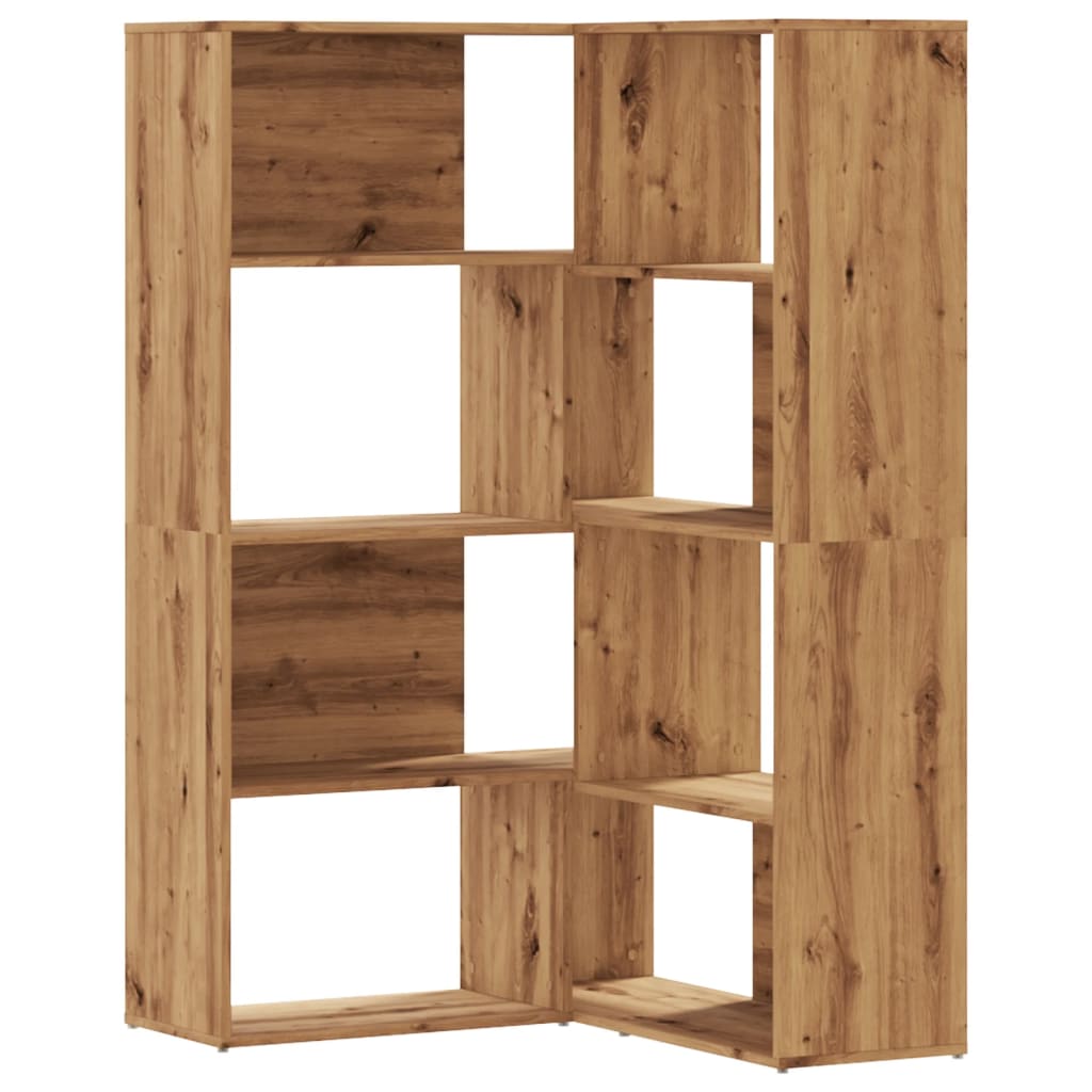 Kutni regal z knjige 4 razine artisian hrast 85x85x140cm drveni