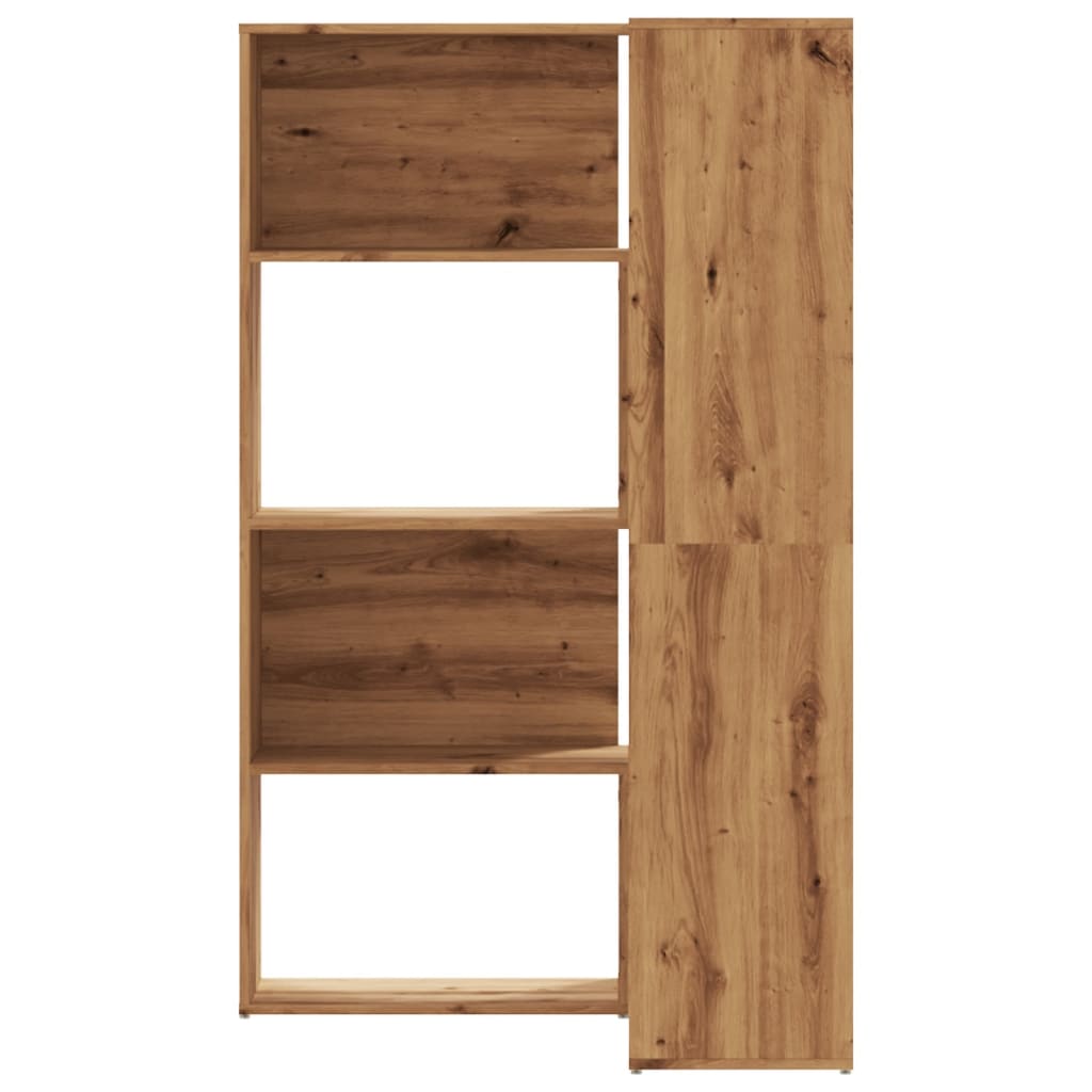 Kutni regal z knjige 4 razine artisian hrast 85x85x140cm drveni