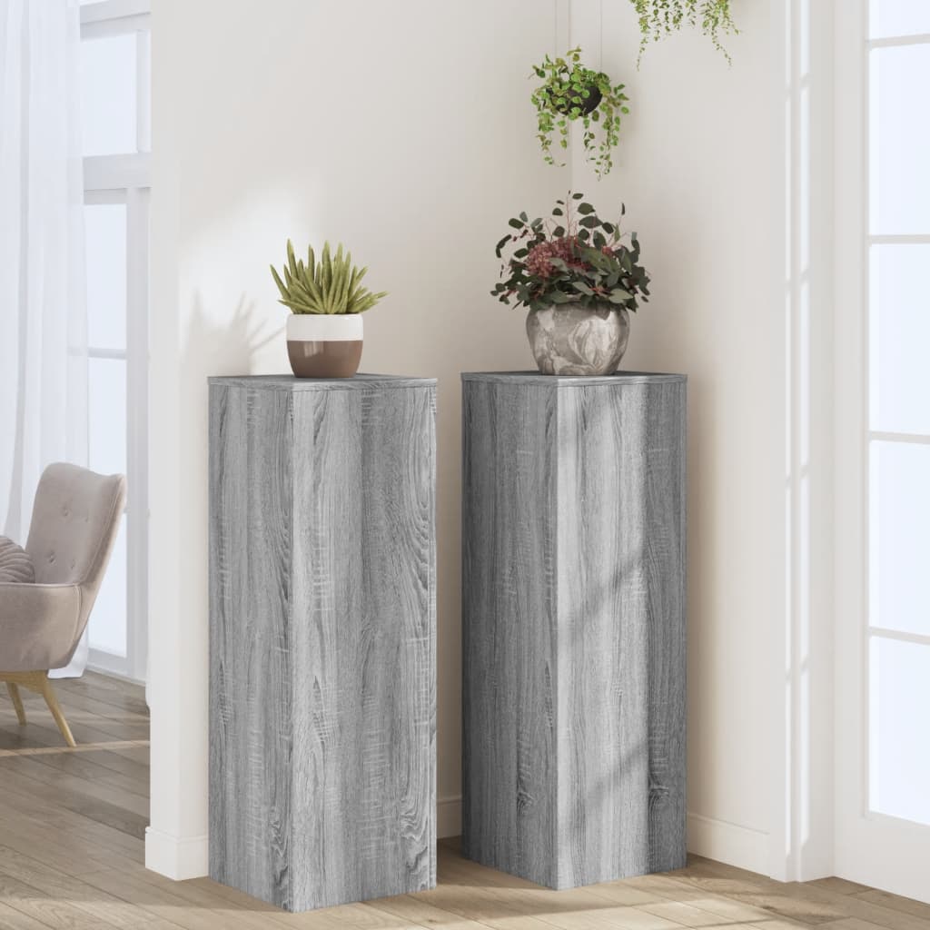 Stalci za biljke 2 kom siva boja hrasta 33 x 33 x 100 cm drveni