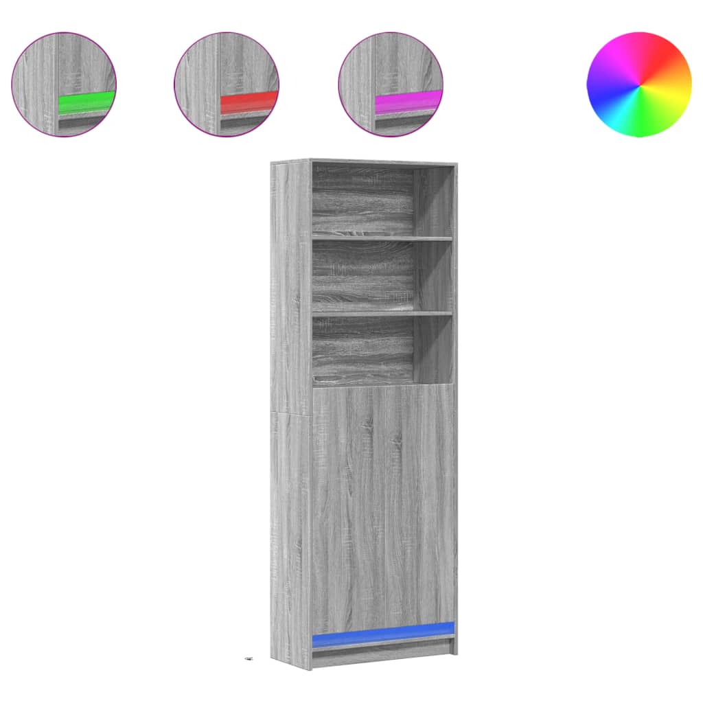 Visoka komoda LED boja hrasta 69x32,5x200 cm konstruirano drvo
