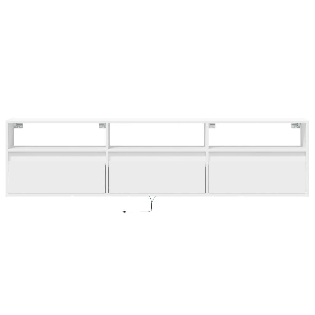 Zidni TV ormarić s LED svjetlima bijeli 180 x 31 x 45 cm