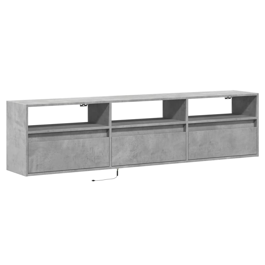 Zidni TV ormarić s LED svjetlima siva boja betona 180x31x45 cm
