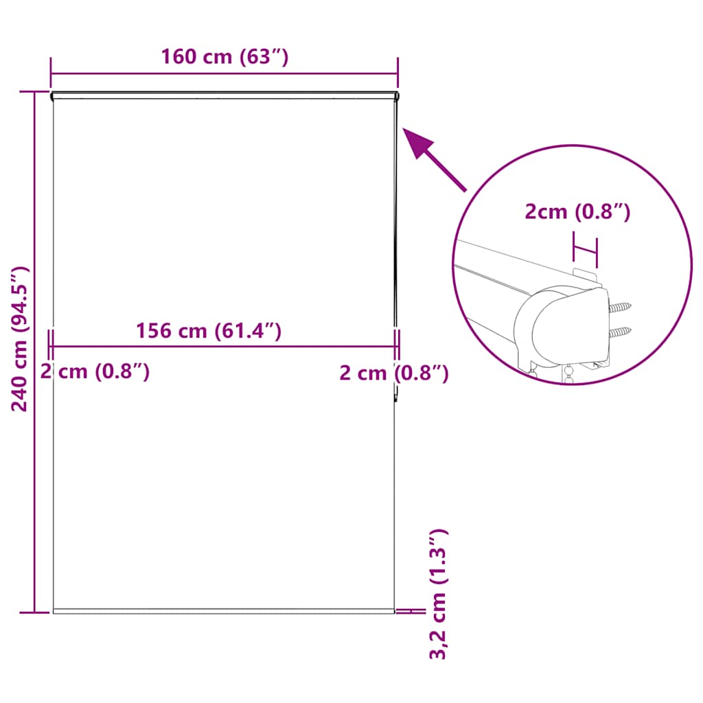 Rolo zavjesa za tuš s kazetom 160x240 cm širina tkanine 156 cm