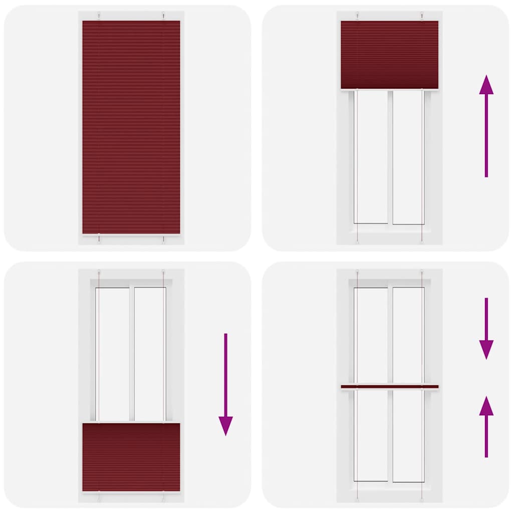 Plisirana zavjesa Bordo crvena 100x200 cm Širina tkanine 99,4 cm Poliester