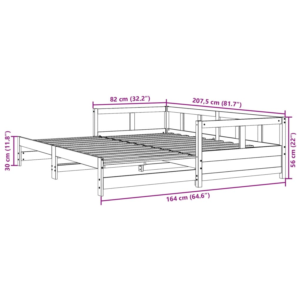 Dnevni krevet bez madraca voštano smeđi 80 x 200 cm od borovine
