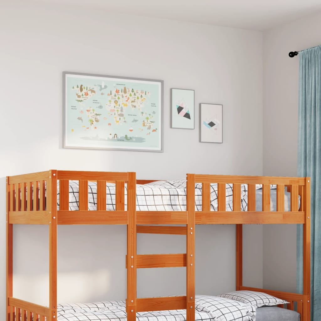 Dječji krevet bez madraca voštano smeđi 90 x 200 cm od borovine