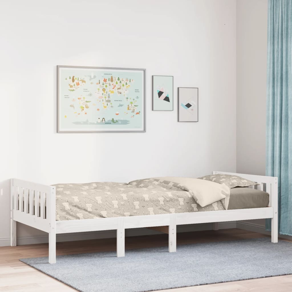 Dječji krevet bez madraca bijeli 80 x 200 cm masivna borovina