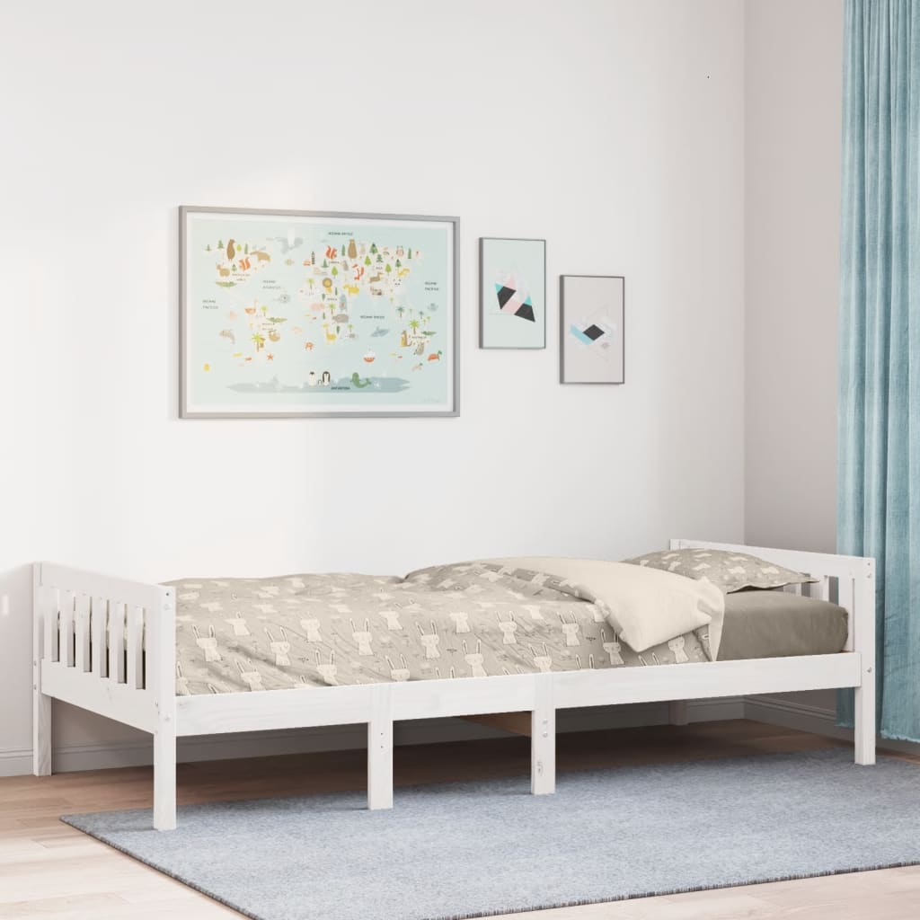Dječji krevet bez madraca bijeli 75 x 190 cm masivna borovina
