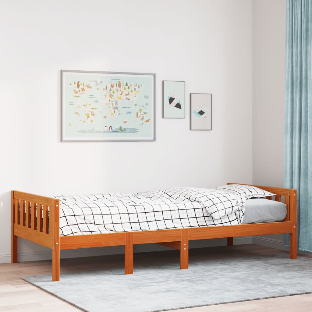 Dječji krevet bez madraca voštano smeđi 75 x 190 cm od borovine