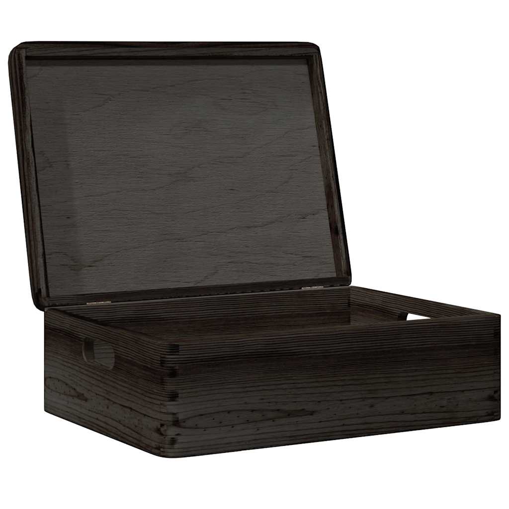 Drvena kutija poklopcem ručkama crna 40x30x13 cm puno drvo bor