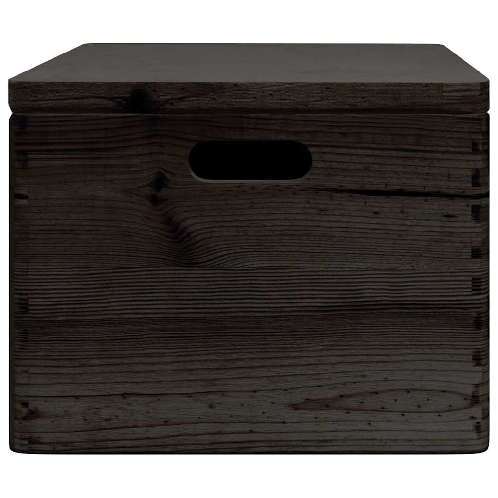 Drvena kutija poklopcem ručkama crna 40x30x23 cm puno drvo bor