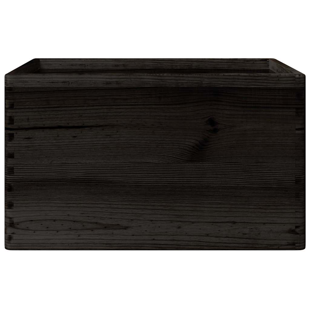 Drvena kutija s ručkama crna 40x30x23 cm puno drvo bor