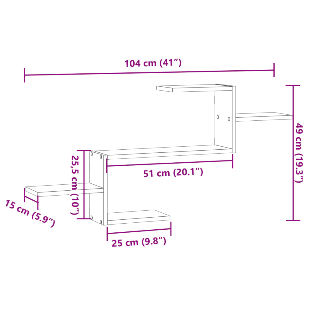 Zidna polica boja staro drvo 104x15x49 cm konstruirano drvo
