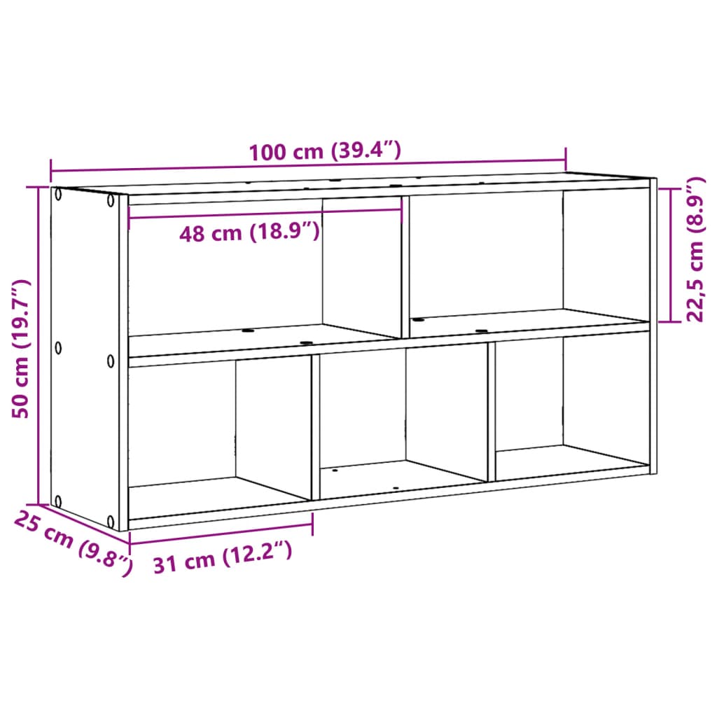 Zidna polica boja hrasta 100x25x50 cm od konstruiranog drva