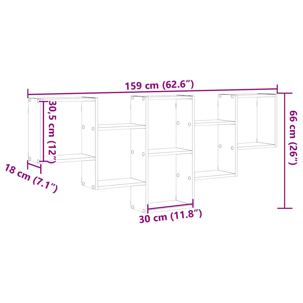 Zidna polica Staro drvo 159x18x66 cm Konstruirano drvo