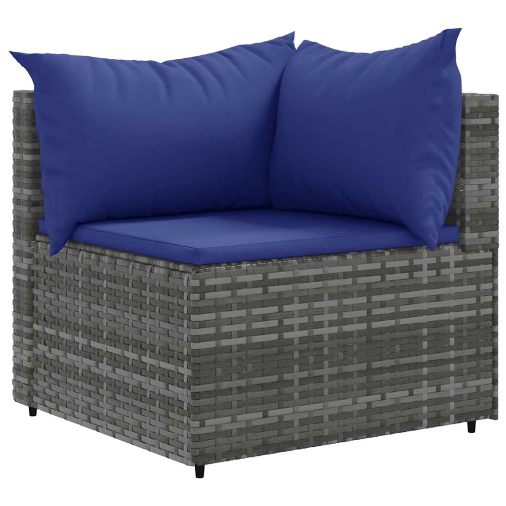 7-dijelna vrtna garnitura od poliratana s jastucima siva
