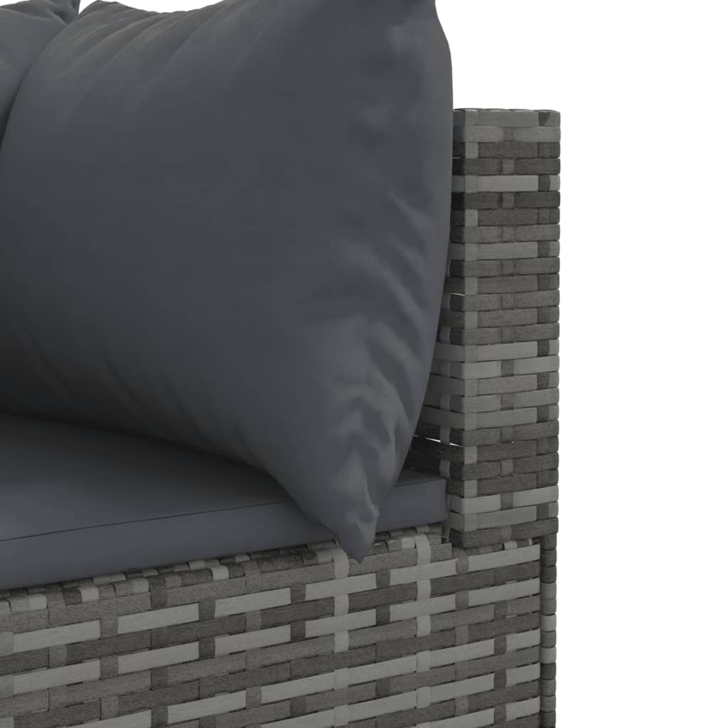 10-dijelni set vrtnih sofa od poliratana s jastucima sivi