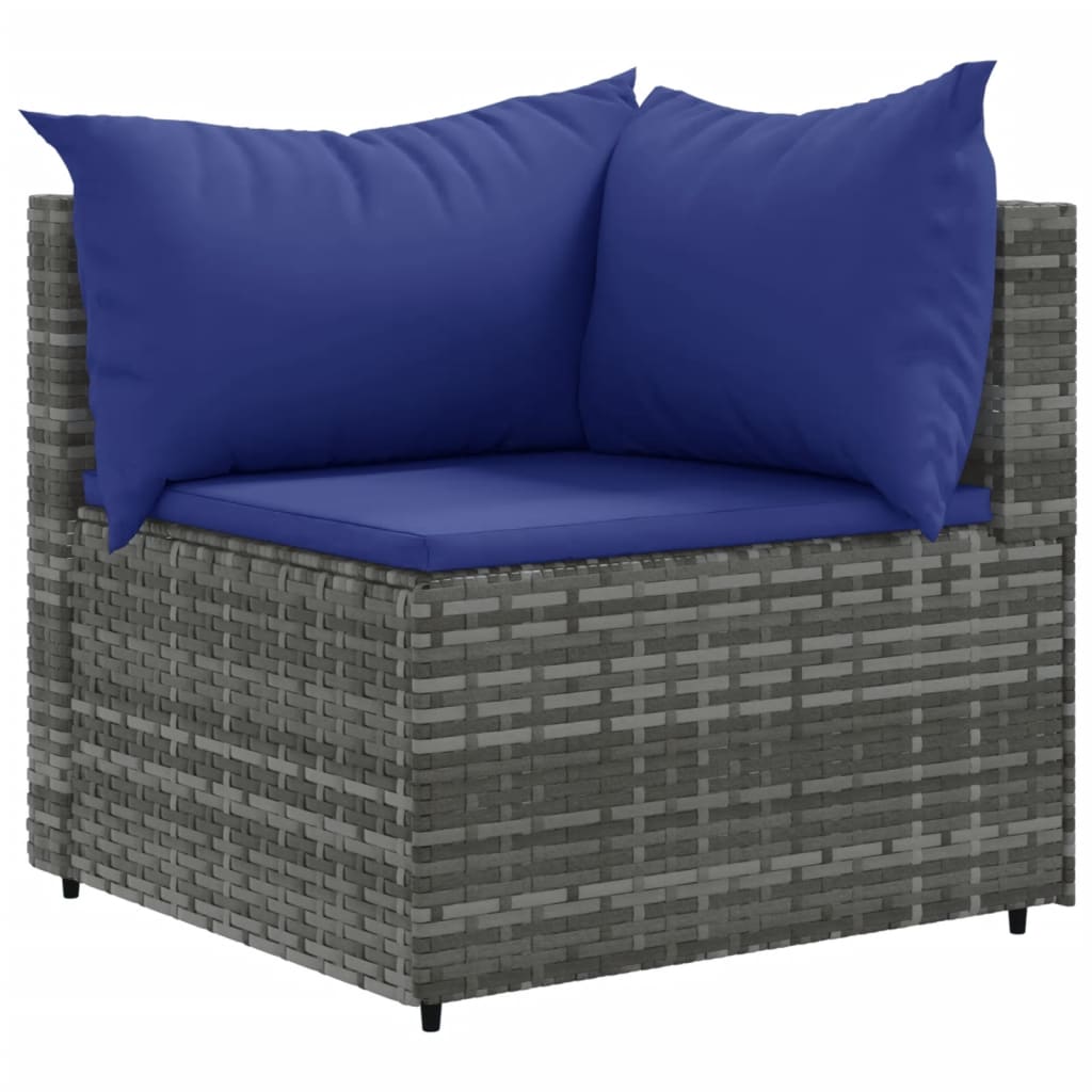 10-dijelni set vrtnih sofa od poliratana s jastucima sivi
