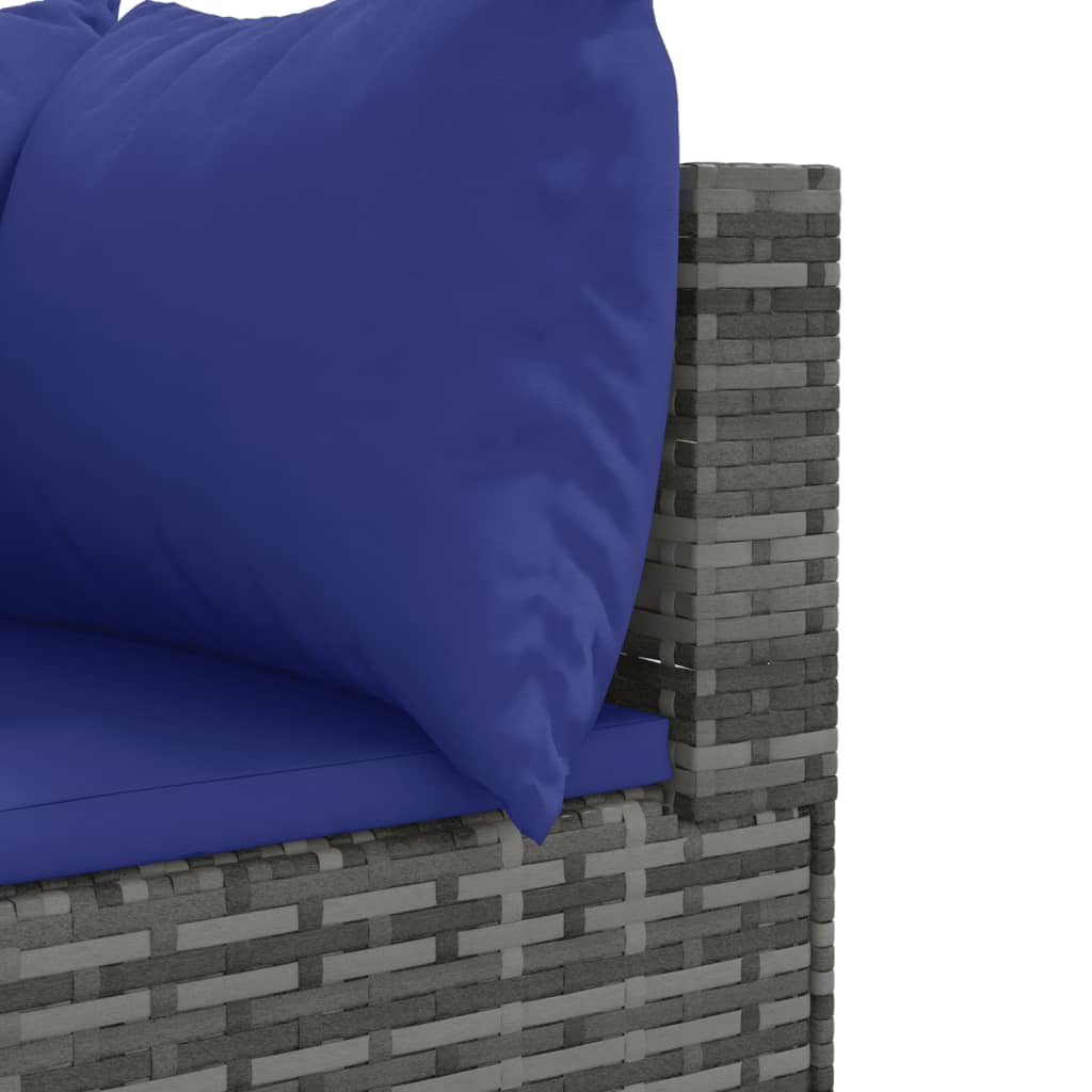 10-dijelni set vrtnih sofa od poliratana s jastucima sivi