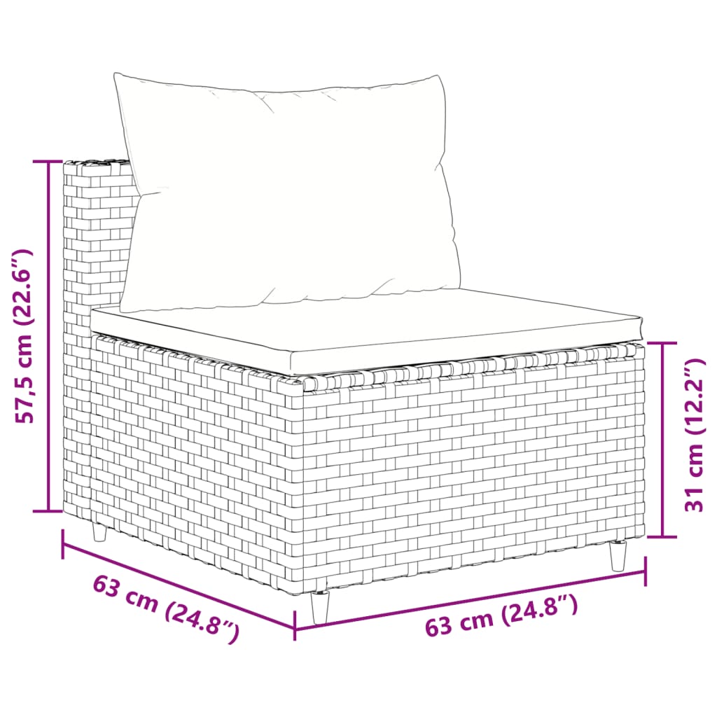 10-dijelni set vrtnih sofa od poliratana s jastucima smeđi