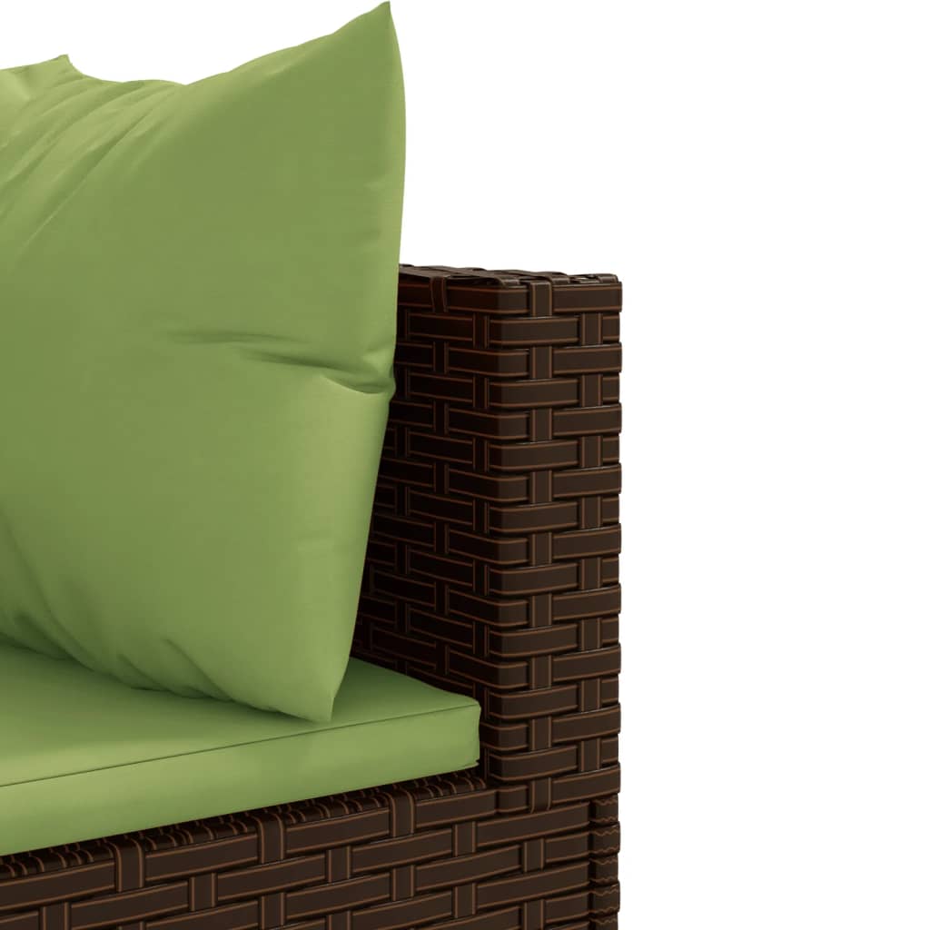 10-dijelni set vrtnih sofa od poliratana s jastucima smeđi