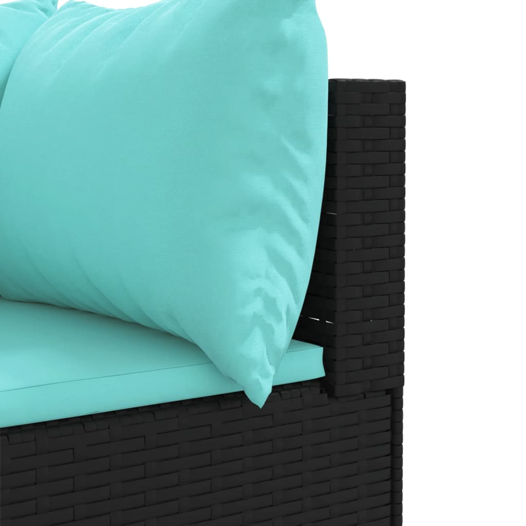 11-dijelni set vrtnih sofa od poliratana s jastucima crni