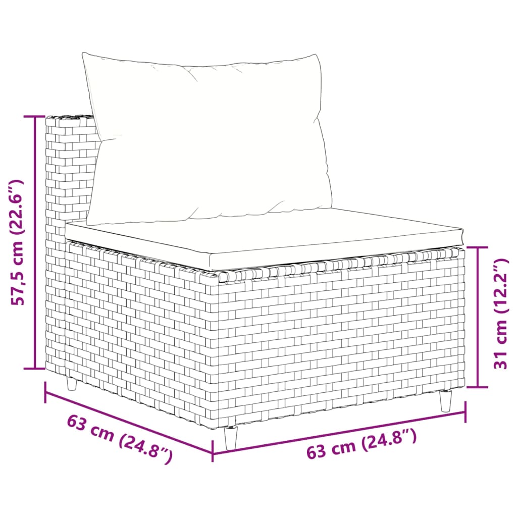 10-dijelni set vrtnih sofa s jastucima crni od poliratana